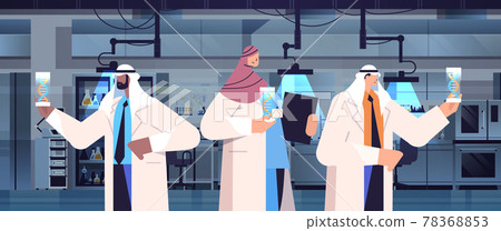Arabic Genetics arabic scientists working with DNA arab... - Stock Illustration ...