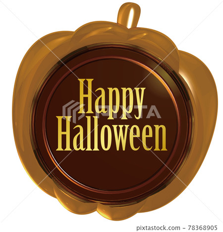 Halloween pumpkin sealing wax-like emblem orange with letters vector illustration 78368905