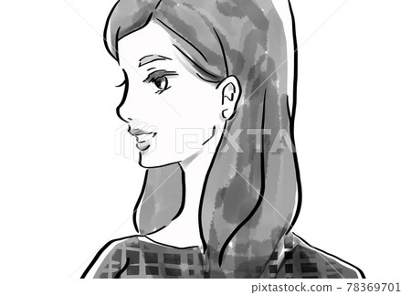 水墨風格的線條畫插圖,描繪了一個說話明亮的年輕女子 水墨風格的線條畫插圖,描繪了一個說話明亮的年輕女子 78369701