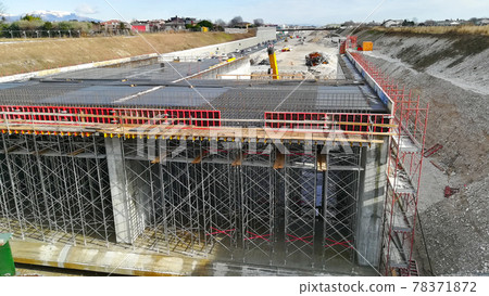 Highway construction site view. Civil engineering Highway construction site view. Civil engineering 78371872