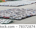 Cars lined up on the wharf 78372874