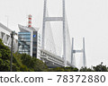 Yokohama Bay Bridge seen from Daikoku Pier Central Park 78372880