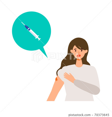 Illustration of a young woman who has completed vaccination Illustration of a young woman who has completed vaccination 78373645