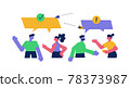 Online discussion between people with speech bubbles 78373987