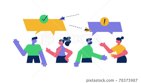 Online discussion between people with speech bubbles Online discussion between people with speech bubbles 78373987