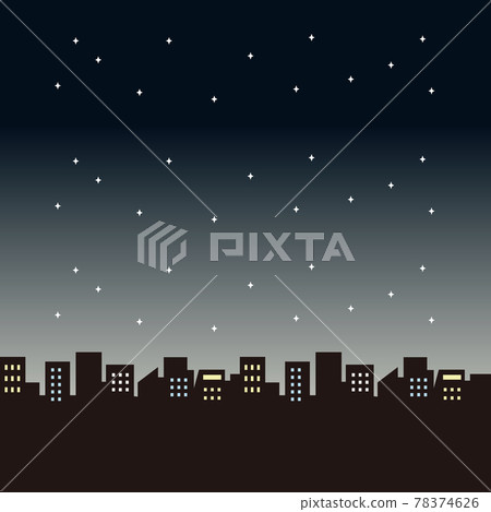 Summer night view urban silhouette simple background wallpaper copy space illustration material 78374626