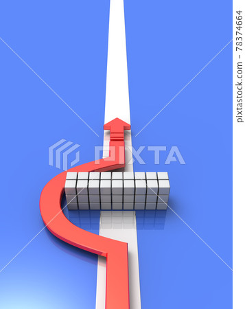 Image of a solution that bypasses obstacles. 3D rendering. 78374664
