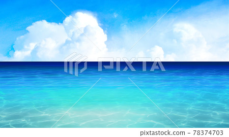 一片海洋藍海的度假區 夏日形象背景素材 插圖素材 圖庫