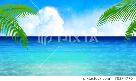 一片海洋藍海的度假區 夏日形象背景素材 插圖素材 圖庫