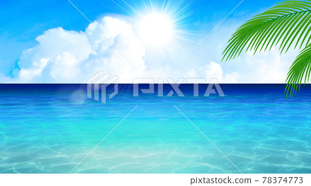 A resort area with a marine blue sea, summer image background material A resort area with a marine blue sea, summer image background material 78374773