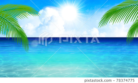 A resort area with a marine blue sea, summer image background material A resort area with a marine blue sea, summer image background material 78374775