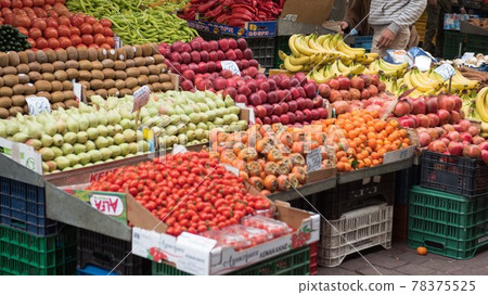 Fruits in the central market near Omonia Square in Athens, Europe and Greece Fruits in the central market near Omonia Square in Athens, Europe and Greece 78375525