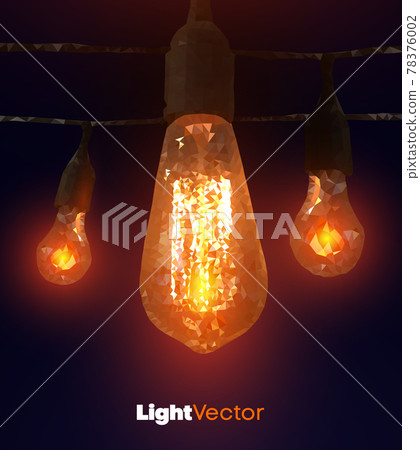 Line art with low poly lamps on dark background. Abstract futuristic technology design. Vector abstract network concept. 78376002