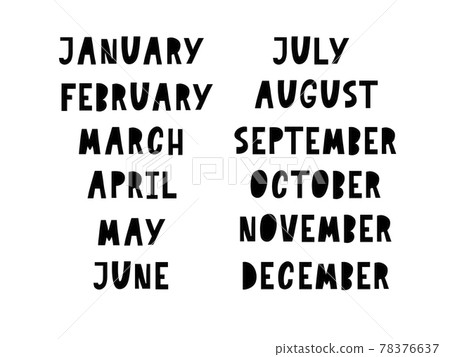 Handwritten names of months: December, January, February, March, April, May, June, July, August, September, October, November. Calligraphy words for calendars and organizers. Handwritten names of months: December, January, February, March, April, May, June, July, August, September, October, November. Calligraphy words for calendars and organizers. 78376637