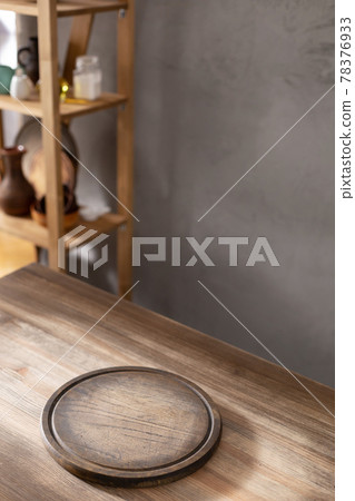 Pizza cutting board for homemade bread cooking or baking on table. Wooden tabletop background 78376933