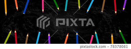 Back to school horizontal banner backgrund pattern with blackboard and colorful pencils Back to school horizontal banner backgrund pattern with blackboard and colorful pencils 78378081