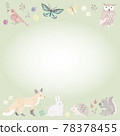 Watercolor-style forest animals frame (green-white background-square) 78378455