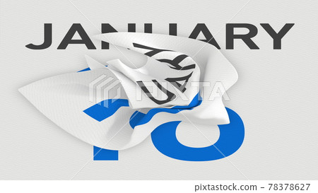 January 16 date behind crumpled paper page of a calendar, 3d rendering 78378627