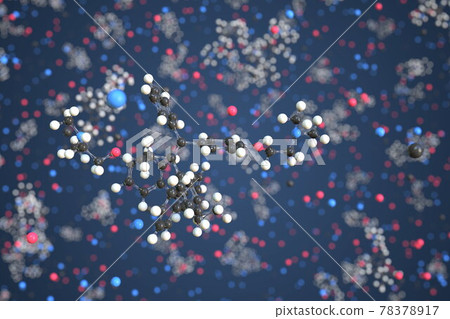 Molecule of Tamoxifen. Molecular model, conceptual 3d rendering Molecule of Tamoxifen. Molecular model, conceptual 3d rendering 78378917