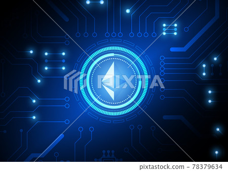 Cryptocurrency technology background with hi-tech digital 78379634