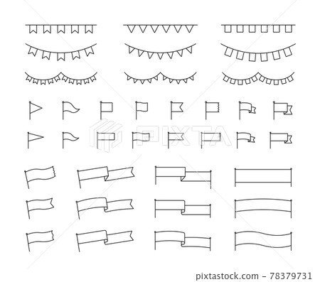 旗框設置簡單插圖旗絲帶花環裝飾規則標題 78379731