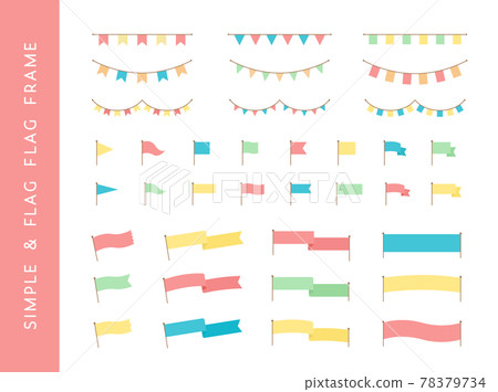 旗框設置簡單插圖旗絲帶花環裝飾規則標題 78379734