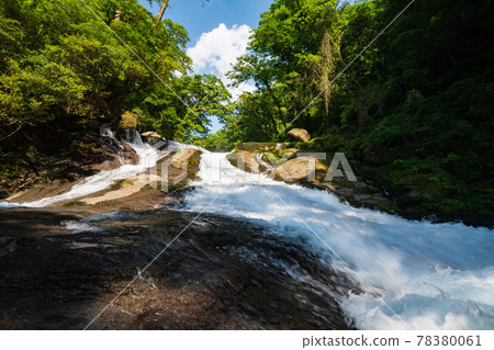 Beautiful scenery of Kikuchi Gorge when it was fresh green 78380061