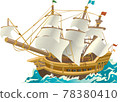 一艘船在波濤洶湧的大海中航行的插圖 一艘船在波濤洶湧的大海中航行的插圖 78380410