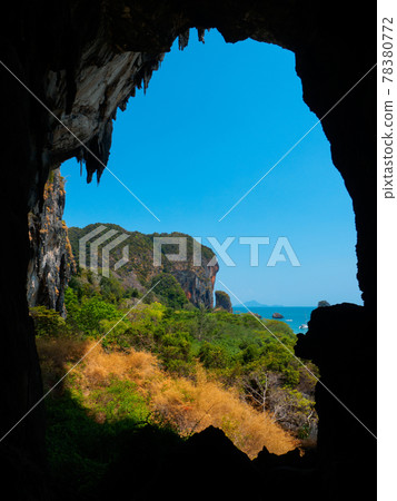 Overlooking the jungle from the opening of a limestone cave (Batcave, Railay, Krabi Province, Kingdom of Thailand) Overlooking the jungle from the opening of a limestone cave (Batcave, Railay, Krabi Province, Kingdom of Thailand) 78380772