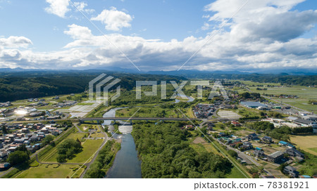 《宮城縣》 岩出山市街景鳥瞰圖 78381921