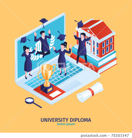 Isometric University Diploma Composition - Stock Illustration [78383347 ...