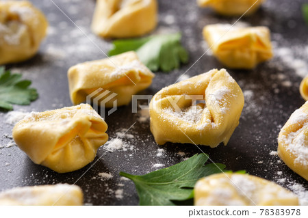 Uncooked pelmeni dumplings 78383978