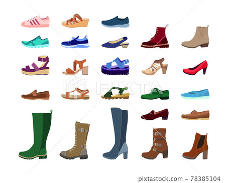 Creative female footwear flat pictures set for web design Creative female footwear flat pictures set for web design 78385104
