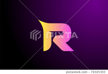 yellow purple R creative gradient alphabet... - Stock Illustration ...