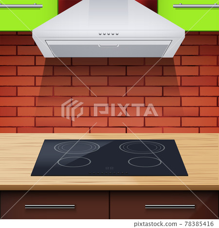 Modern kitchen with Induction hobs and hood Modern kitchen with Induction hobs and hood 78385416