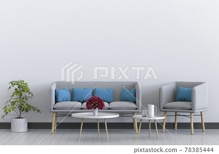 Living room interior in modern style, 3d render with sofa 78385444