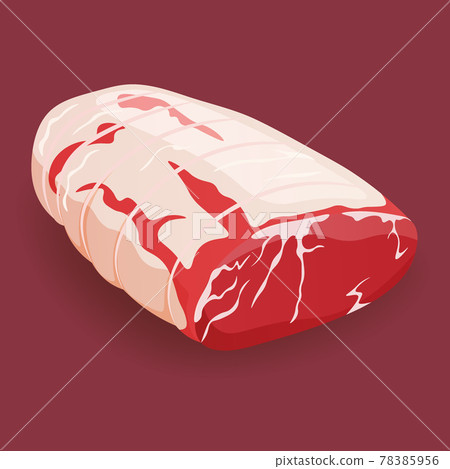 Premium Meat - Kobe marbled Beef Whole Piece Vector Illustration 78385956