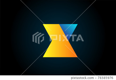 blue yellow X alphabet letter icon logo for... - Stock Illustration ...