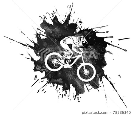 Silhouette of a cyclist on a mountain bike on an abstract background Silhouette of a cyclist on a mountain bike on an abstract background 78386340