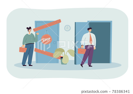 Man and woman having different business possibilities Man and woman having different business possibilities 78386341