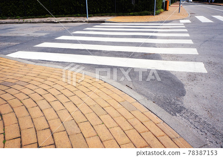 Crosswalk. White pedestrian crossing marking. Crosswalk. White pedestrian crossing marking. 78387153