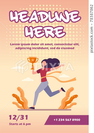 Running woman winning racing 78387862