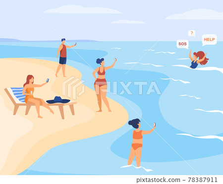 People on beach shooting drowned woman People on beach shooting drowned woman 78387911