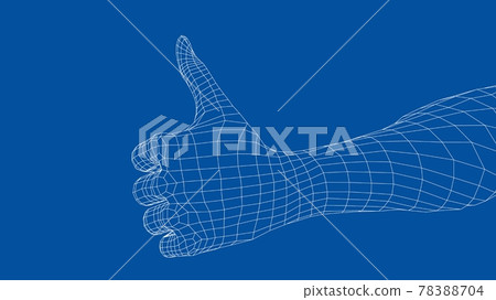 Thumb up hand sign. Vector 78388704