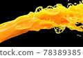 Beautiful orange juice jet stream Isolated black background Liquid splash super slow motion shot 1000fps 3d render 78389385