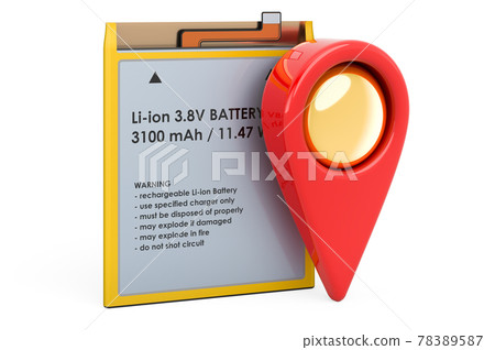 Lithium Ion Cell Phone Battery with map... - Stock Illustration ...