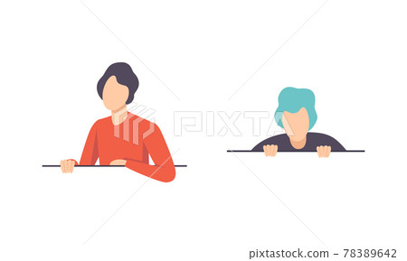 Set of Curious People, Male Characters Peeking Out from Behind the Wall Flat Vector Illustration Set of Curious People, Male Characters Peeking Out from Behind the Wall Flat Vector Illustration 78389642