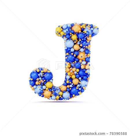 J letter with colored shiny balls J letter with colored shiny balls 78390388