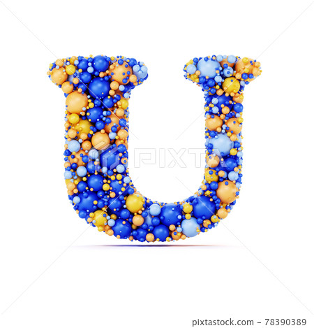 U letter with colored shiny balls U letter with colored shiny balls 78390389