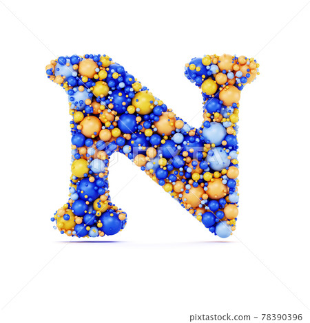N letter with colored shiny balls 78390396